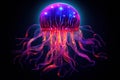 Neon jellyfish dark water. Summer light Royalty Free Stock Photo
