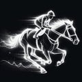 Neon Jockey On a Galloping Horse Royalty Free Stock Photo