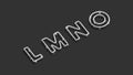 Neon L M N O letters, broken xenon font mockup,