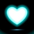 Neon lamp heart, valentines, button for presentation design on black background. Modern fluorescent object. Dark vector