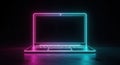 Neon laptop glowing computer design illustration for technology and digital art background concept Royalty Free Stock Photo