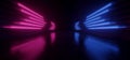 Neon Laser Cyber Sci Fi Line Shaped Lights Glowing Classic Retro Blue Red Purple Pantone Reflective Concrete Grunge Club Night