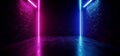 Neon Laser Purple Blue Retro Brick Walls Grunge Concrete Club Dance Show Night Garage Underground Room Glowing  Empty Stage Royalty Free Stock Photo