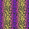 Neon leopard seamless pattern. Bright colored spotted background. Vector rainbow animal print. Royalty Free Stock Photo