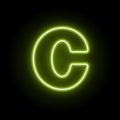 Neon letter C on black