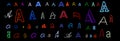 Neon letter A collection Royalty Free Stock Photo