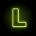 Neon letter L on black