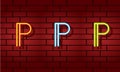 Neon Letter P initial based letter icon logo