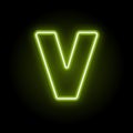 Neon letter V on black