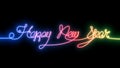 Neon lettering Happy new year . New Year\'s inscription. Christmas holidays. One line drawing. illustration