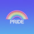 Neon LGBT pride sign, glowing rainbow, gay love celebration, vector illustration Royalty Free Stock Photo