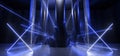 Neon Lgihts Blue Magical Chaotic Retro Modern Column Grunge Concrete Hall Room Studio Stage Futuristic Sci Fi Stone Dark Empty