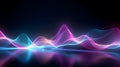 Neon light abstract background with pink and blue wavy lines. Glowing neon lighting. Futuristic style. Music and energy in Royalty Free Stock Photo