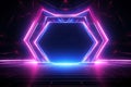 Neon light abstract background. Tunnel or corridor pink blue neon glowing lights. Laser lines and LED technology create glow in Royalty Free Stock Photo