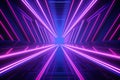Neon light abstract background. Tunnel or corridor pink blue purple neon glowing lights. Laser lines and LED technology create Royalty Free Stock Photo