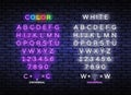 Neon light alphabet. Exclusive swatch color control. Neon light 3d alphabet, extra glowing font. Night symbol, modern