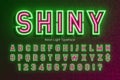 Neon light alphabet, extra glowing font, type Royalty Free Stock Photo