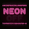 Neon Light Alphabet Font. Two different styles. Lights on or off. Royalty Free Stock Photo