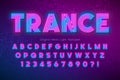 Neon light alphabet, multicolored extra glowing font. Royalty Free Stock Photo