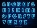Neon light effect uppercase alphabet outline typography text design