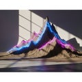 Neon Light Art Installation on Mountain Range Sculpture in Modern Gallery Royalty Free Stock Photo