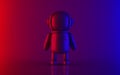 Neon light astronaut 3d rendering