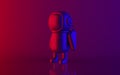 Neon light astronaut 3d rendering