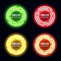 Neon light circle set. Shining round techno frame. Royalty Free Stock Photo