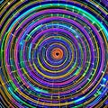 664 Neon Light Circles: A futuristic and dynamic background featuring neon light circles in electrifying and vibrant colors that Royalty Free Stock Photo