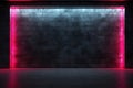 Neon Light on Concrete Wall, Grunge Urban Background Royalty Free Stock Photo