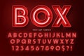 Neon light 3d alphabet, extra glowing font. Royalty Free Stock Photo