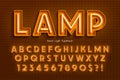 Neon light 3d alphabet, extra glowing font. Royalty Free Stock Photo