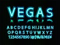 Neon light 3d alphabet, extra glowing font Royalty Free Stock Photo