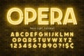 Neon light 3d alphabet, led extra glowing font. Royalty Free Stock Photo