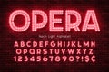 Neon light 3d alphabet, led extra glowing font. Royalty Free Stock Photo