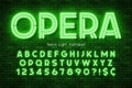 Neon light 3d alphabet, led extra glowing font. Royalty Free Stock Photo