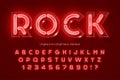 Neon light 3d alphabet, retro-futuristic origainal type.