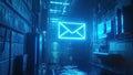 neon light digital envelope, message, e-mail