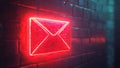 neon light digital envelope, message, e-mail