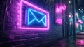 neon light digital envelope, message, e-mail