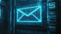 neon light digital envelope, message, e-mail