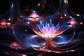 neon light dynamic fractal, futuristic abstract background illustration. Generative AI
