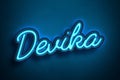 Neon Light Editable Text Effect of Hindi name Devika. Royalty Free Stock Photo