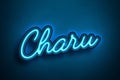 Neon Light Editable Text Effect of Hindi name Charu. Royalty Free Stock Photo