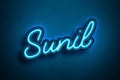 Neon Light Editable Text Effect of Hindi name Sunil. Royalty Free Stock Photo