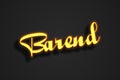 Yellow Neon Light Text Effect of name Barend on Golden background Royalty Free Stock Photo