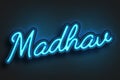 Neon Light Editable Text Effect of Hindi name Madhav. Royalty Free Stock Photo