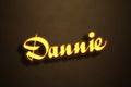 Yellow Neon Light Text Effect of name Dannie on Golden background Royalty Free Stock Photo