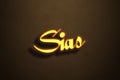 Yellow Neon Light Text Effect of name Sias on Golden background Royalty Free Stock Photo