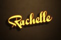 Yellow Neon Light Text Effect of name Rachelle on Golden background Royalty Free Stock Photo